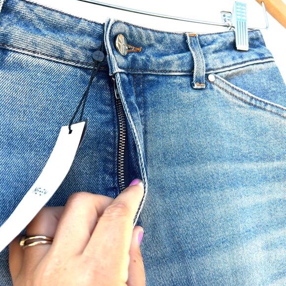 New ME+EM Twisted Seam Jeans Barrel Blue Wash Pants Size 26 Wide Leg Denim - Picture 7 of 12